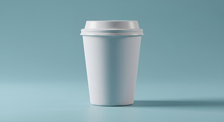 Recyclable coffee cup in the pastel blue background