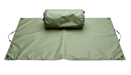 Closeup of green sheet texture with rolled cloth, background for design and craft