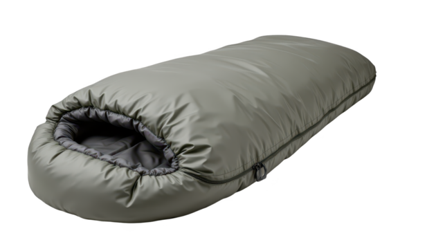 Snug in a sleeping bag, experience comfort and warmth on black background cozy