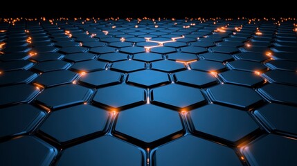 Fototapeta premium Futuristic Hexagon Honeycomb Background Dark Blue 3D Render Abstract Technology Geometr