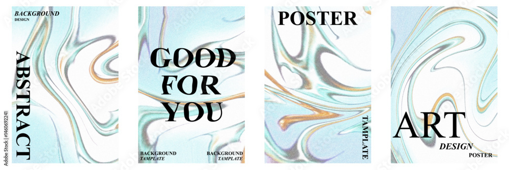Poster abstract poster set with wavy and textured grain effect. modern minimal design for creative backgrou