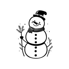 Whimsical snowman vector illustration conveying winter holiday cheer