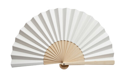 Elegant white fan with wooden handle, a perfect accessory for staying cool during hot summer days