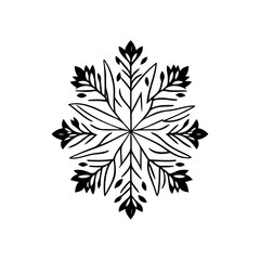 Elegant snowflake illustration, minimalist artistic design with unique linear details