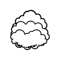 Stylized cloud formation with grunge bottom outline in monochrome illustration