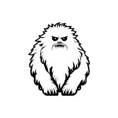 Cartoon Yeti Illustration with Angry Expression and Furry Details for Creative Designs