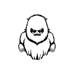 Stylized monochromatic rendition of a cartoonish, disgruntled, furry creature