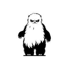 Monochrome bear character with intimidating expression on plain backdrop art