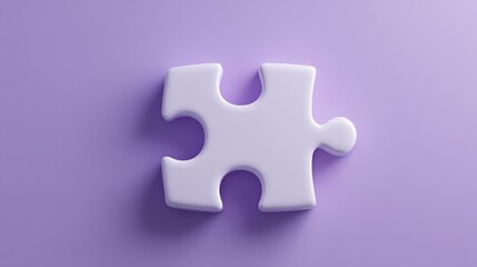 Obraz premium Solitary white puzzle piece resting on a serene lavender background surface