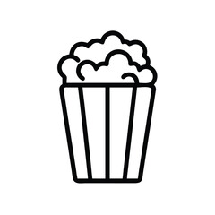 Simple Line Art Icon of Popcorn in a Box