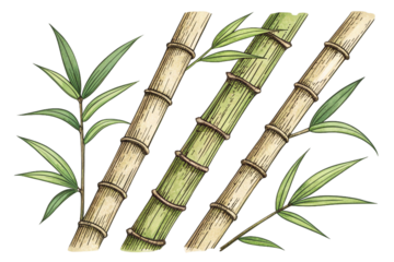 Green bamboo leaves isolated on white, a vector illustration of tropical nature