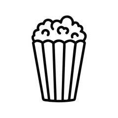 Line Art Illustration of Popcorn in a Striped Box