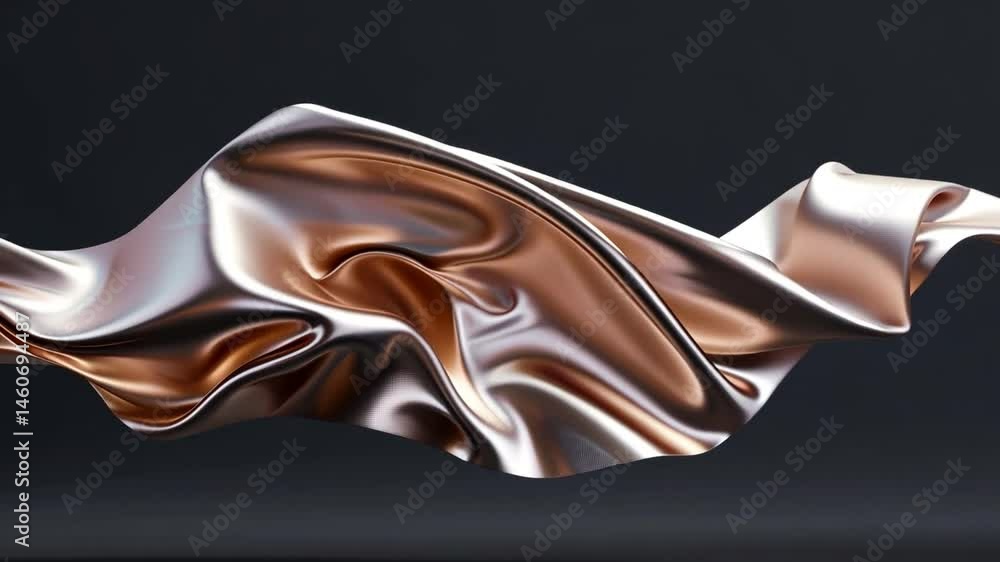 Poster elegant flowing fabric smooth, shiny copper and silver tones create dynamic texture and depth in stu