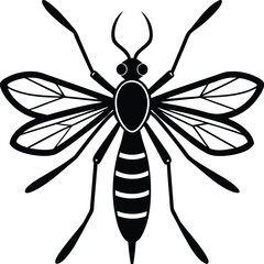 Stylized Black and White Mosquito Illustration