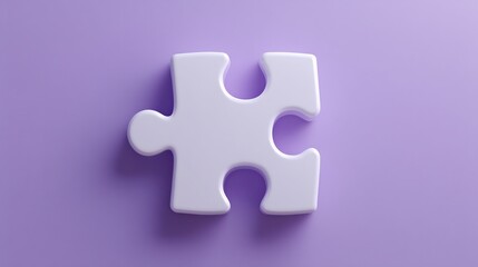 Obraz premium Conceptual jigsaw puzzle piece in minimalist lilac setting, representing solutions