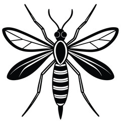 Stylized Black and White Mosquito Illustration