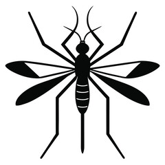 Black Silhouette of a Mosquito Top View Illustration