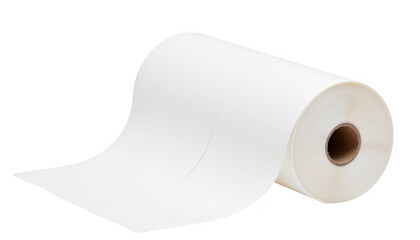 Stark contrast, a roll of pristine white paper against deep black background white