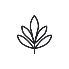 Minimalist Leaf Icon Design, Botanical Outline with Transparent Background