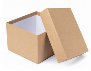 Open Kraft Paper Gift Box On White Background