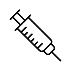 Simple Black Line Drawing of a Medical Syringe