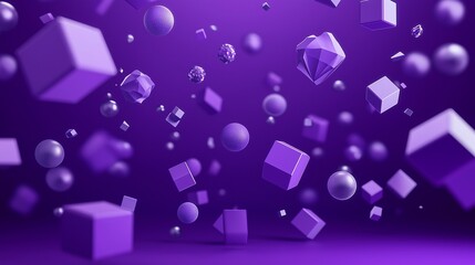 Modern Abstract Purple Background with Floating 3D Shapes 