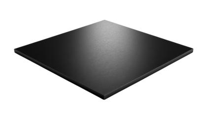 Sleek black metal plate on background, a study in minimalist design and shadow play