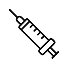 Medical Syringe Icon Line Art Graphic Design