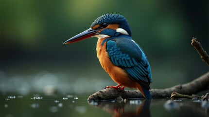 Fototapeta premium Kingfisher Perch on Branch.