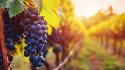 A worker harvesting grapes from a vineyard.