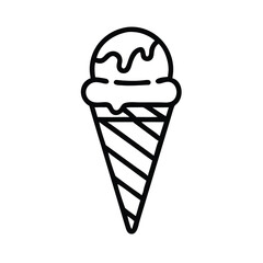 Ice Cream Cone Outline Illustration Simple Design
