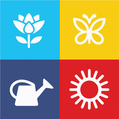 Vibrant Garden Icons Seamless Pattern for Textiles and Design.eps