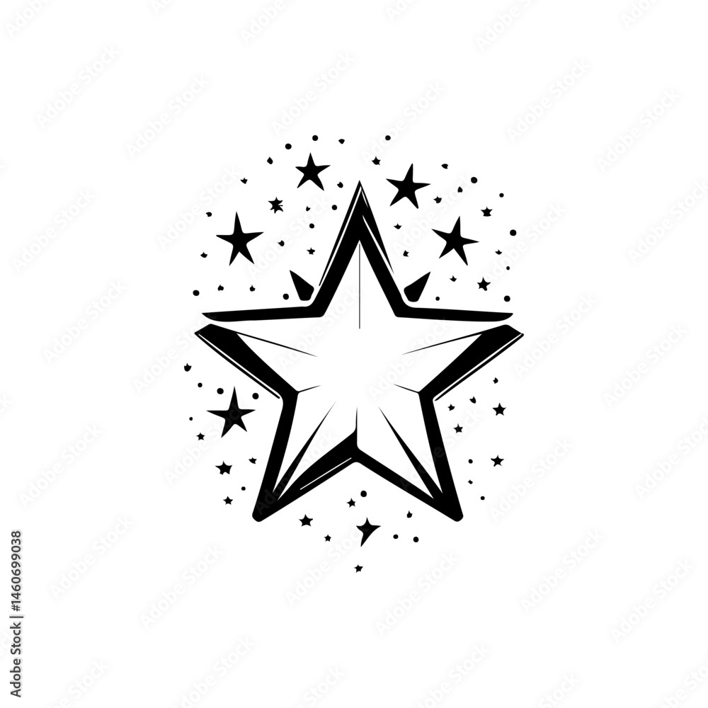 Poster artistic starburst design with varied star sizes creating visual depth