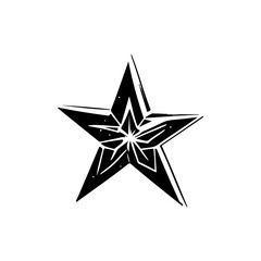 Stylized Five-Pointed Star Illustration with Sharp Edges and Geometric Patterns