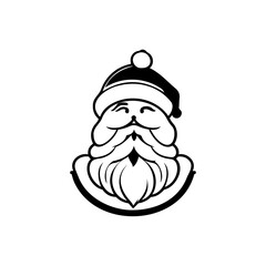 Minimalist santa claus illustration in outline style, with jolly expression