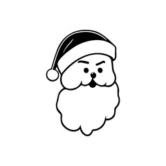 Minimalistic grumpy santa claus head illustration with expressive facial features