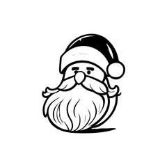 Santa Claus black and white icon illustration for festive design projects