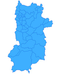 奈良県　地図　ブルー　イラスト
