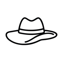Simple Line Drawing of a Wide Brim Fedora Hat