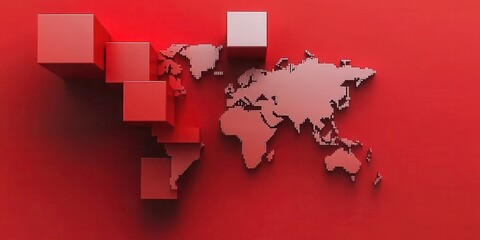 Obraz premium World map composed of 3D blocks