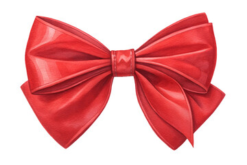 Isolated on white, a shiny red satin bow, perfect for a festive gift or holiday decoration