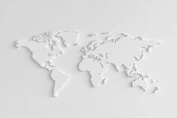 3D World Map,  White Background