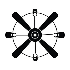 Modern Ceiling Fan Icon Black and White Design © MDMINTU