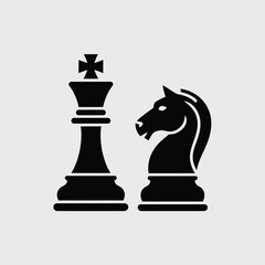 King and Knight Chess Pieces Icon Strategy Game