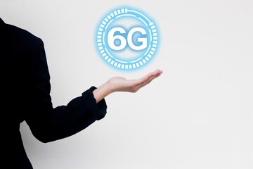 6G global network concept. High speed communication and technology theme. Ideal for business, fast internet, and innovation