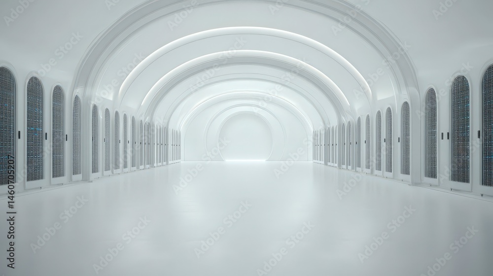 Poster modern datacenter server room clean minimalist architecture