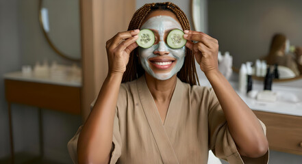 Woman Applying Facial Mask, Skincare and Self-Care Beauty Routine