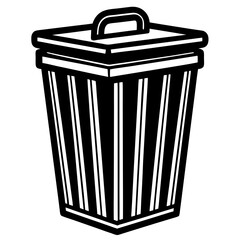 Trash Bin Vector Illustration, Minimalist Waste Container Icon