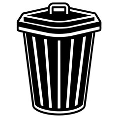 Trash Bin Vector Illustration, Minimalist Waste Container Icon