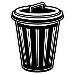 Trash Bin Vector Illustration, Minimalist Waste Container Icon